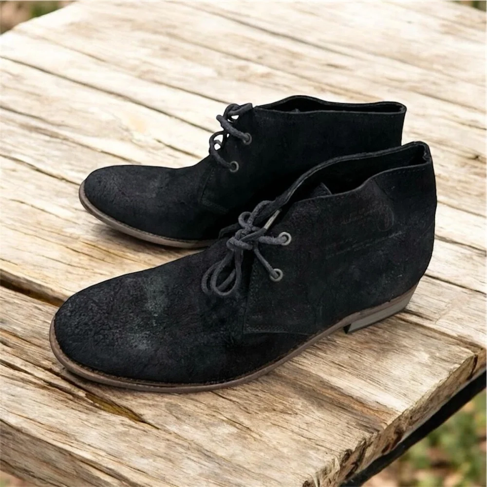 NIB AllSaints Ridge Waxed Suede Desert Chukka Boots Black US 9